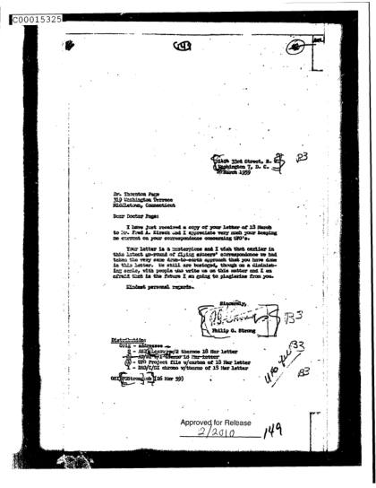 Carta de la CIA sobre objetos voladores no identificados