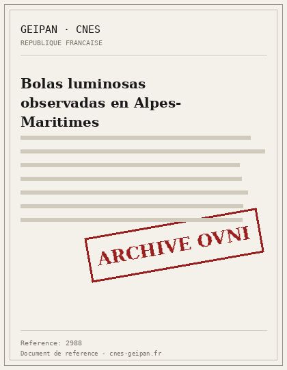 Bolas luminosas observadas en Alpes-Maritimes