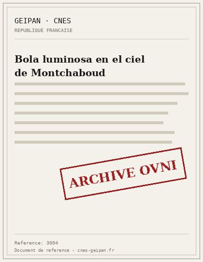 Bola luminosa en el ciel de Montchaboud