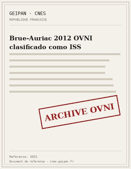 Brue-Auriac 2012 OVNI clasificado como ISS