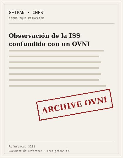 Observación de la ISS confundida con un OVNI