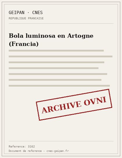 Bola luminosa en Artogne (Francia)