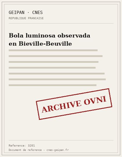 Bola luminosa observada en Bieville-Beuville