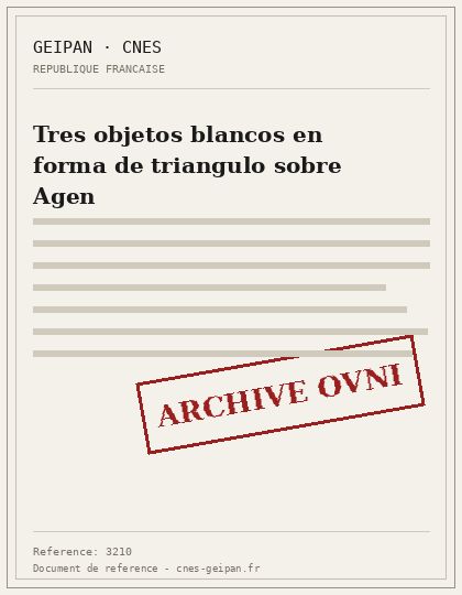 Tres objetos blancos en forma de triangulo sobre Agen