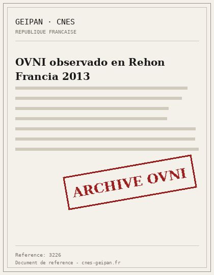 OVNI observado en Rehon Francia 2013