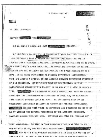 Leon Davidson y el caso de la supuesta señal espacial