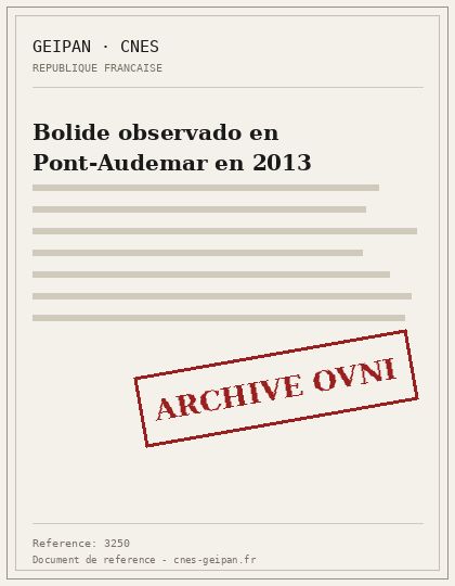 Bolide observado en Pont-Audemar en 2013