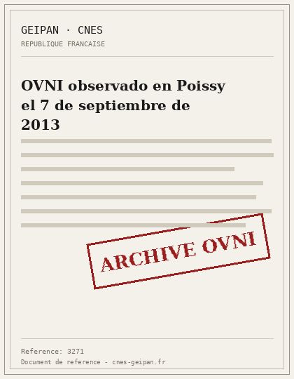 OVNI observado en Poissy el 7 de septiembre de 2013