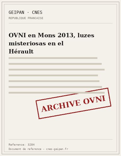 OVNI en Mons 2013, luzes misteriosas en el Hérault