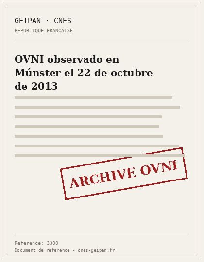 OVNI observado en Múnster el 22 de octubre de 2013