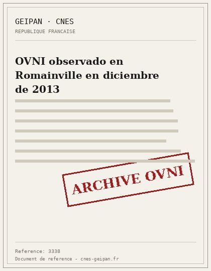 OVNI observado en Romainville en diciembre de 2013