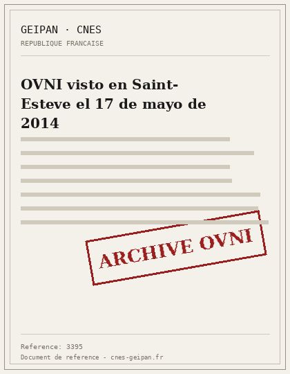 OVNI visto en Saint-Esteve el 17 de mayo de 2014
