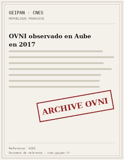 OVNI observado en Aube en 2017
