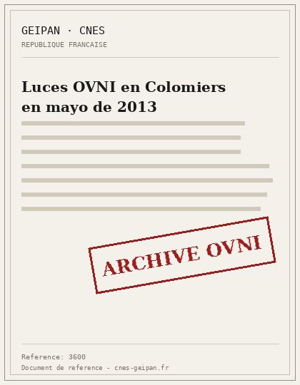 Luces OVNI en Colomiers en mayo de 2013