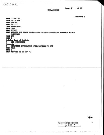 Von Braun advierte sobre avances en propulsión y OVNI