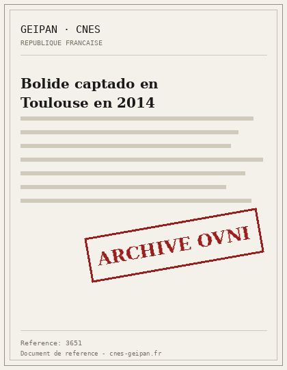 Bolide captado en Toulouse en 2014