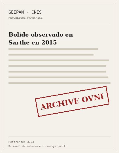 Bolide observado en Sarthe en 2015