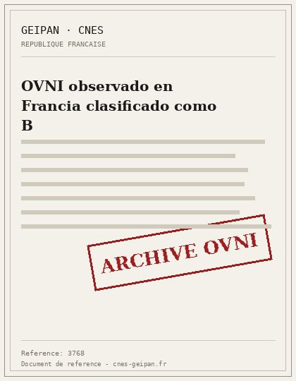 OVNI observado en Francia clasificado como B