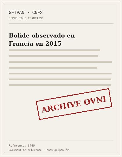 Bolide observado en Francia en 2015