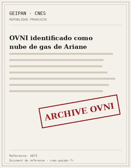 OVNI identificado como nube de gas de Ariane