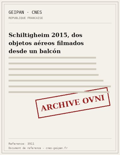 Schiltigheim 2015, dos objetos aéreos filmados desde un balcón
