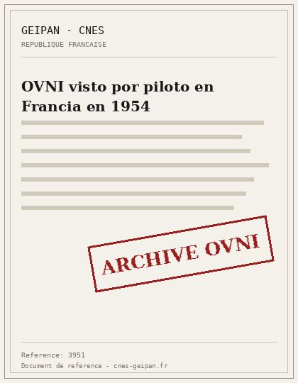 OVNI visto por piloto en Francia en 1954