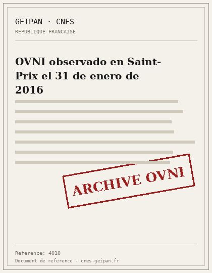 OVNI observado en Saint-Prix el 31 de enero de 2016