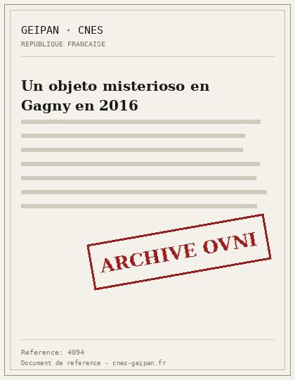 Un objeto misterioso en Gagny en 2016