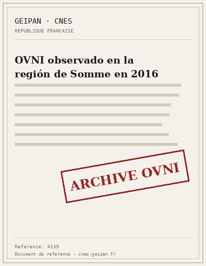 OVNI observado en la región de Somme en 2016