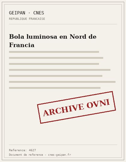 Bola luminosa en Nord de Francia
