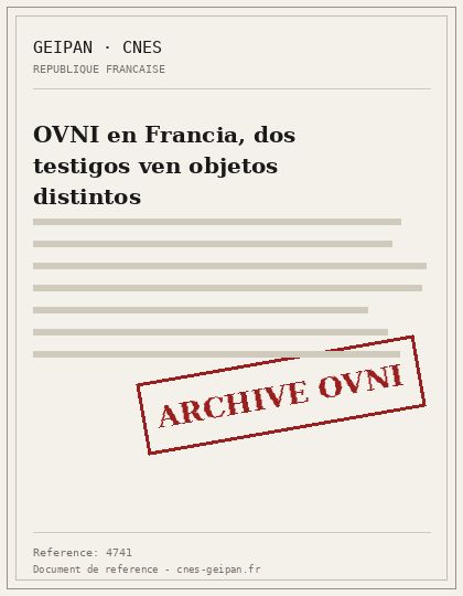 OVNI en Francia, dos testigos ven objetos distintos