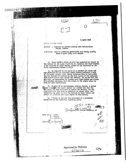 CIA y cartas sobre objetos voladores no identificados