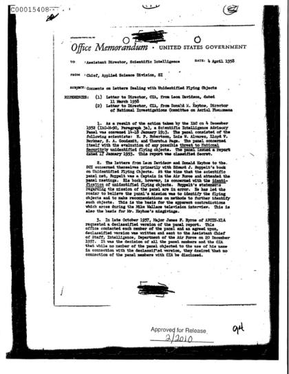 Panel Científico de la CIA sobre OVNI