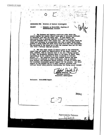 Un avistamiento OVNI analizado por la CIA