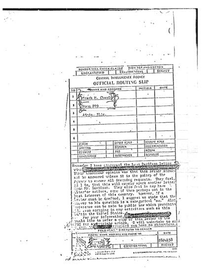 CIA y cartas sobre OVNI