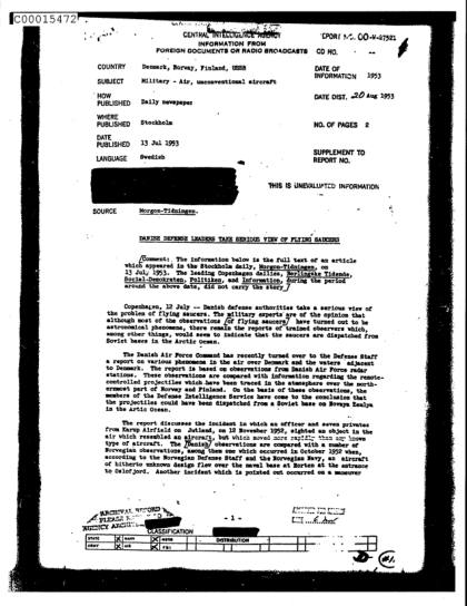 OVNI y la CIA en 1953