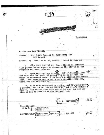 CIA y documentos OVNI desclasificados