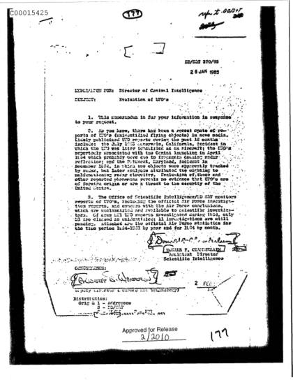 Informe de la CIA sobre objetos voladores no identificados