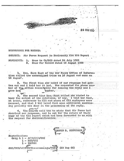 CIA y documentos OVNI desclasificados