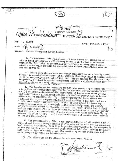 CIA y señales no identificadas