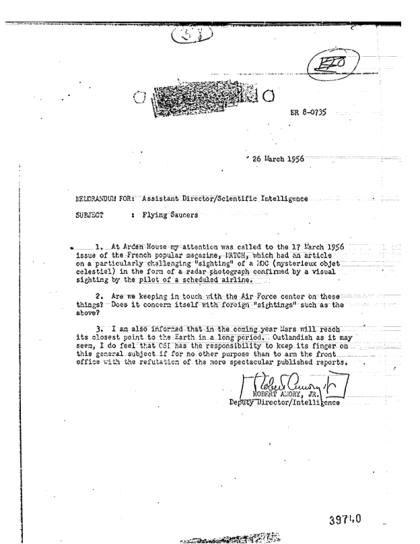 Memorando de la CIA sobre OVNIs