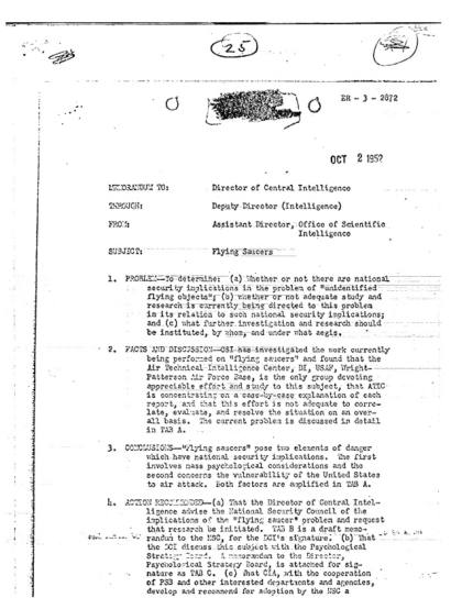 CIA evalúa el fenómeno ovni
