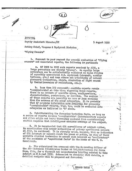 OVNI y la CIA en 1952