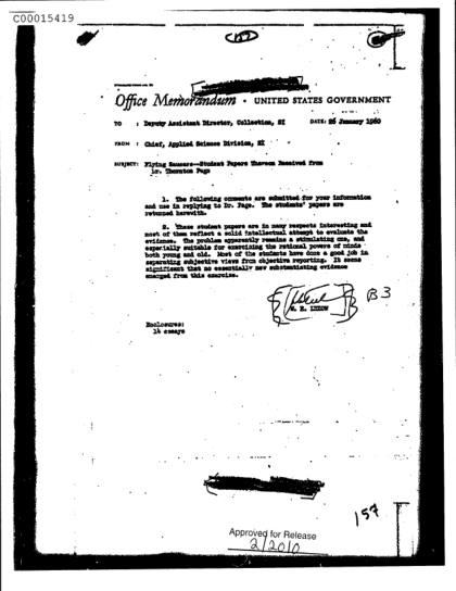 Memorando de la CIA sobre OVNI