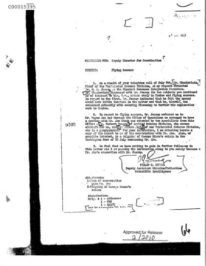 Conversaciones sobre platillos con la CIA