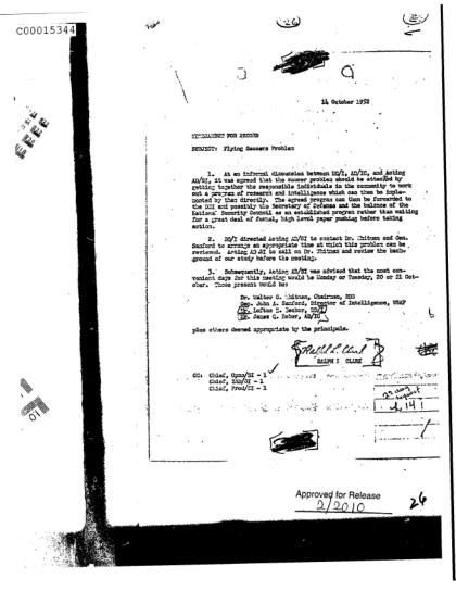 Memorando sobre estudio OVNI 1952