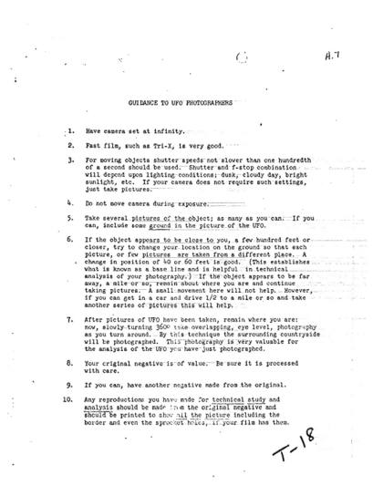 Guía para fotografiar ovnis de la CIA