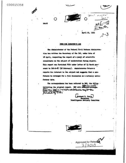 CIA y objetos voladores no identificados