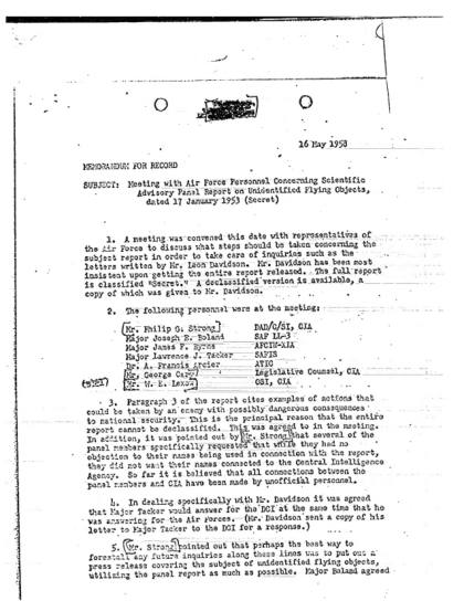 Reunión de la CIA sobre informes OVNI en 1953