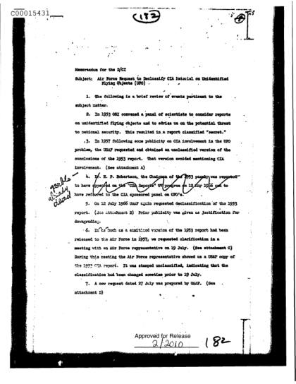 CIA y documentos OVNI desclasificados